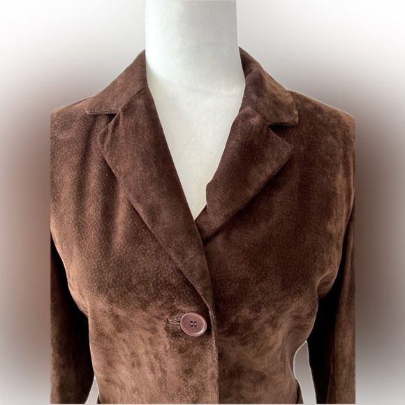 GUC! - KENNETH COLE REACTION Womans Brown Suede Leather Blazer Jacket Size Small - Picture 2 of 9